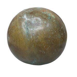 Antique Brass Sphere Ball Orb Decorative Ornament Aged Patina Finish 5" Diameter